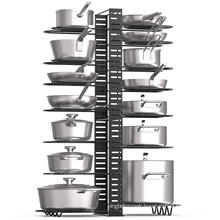 Yuming factory 14 Layers Powder Coating Kitchen Pan rack Stand Pot organizer Extension-type Storage Holder